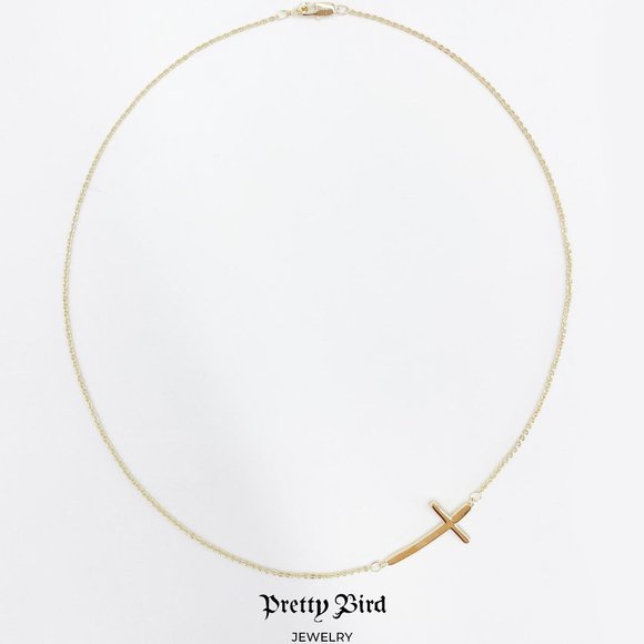 18K Yellow Gold Plated Cross Inlay Necklace - 18" - Picture 2 of 2